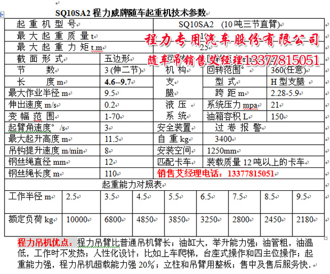 程力吊機(jī)10噸參數(shù)
